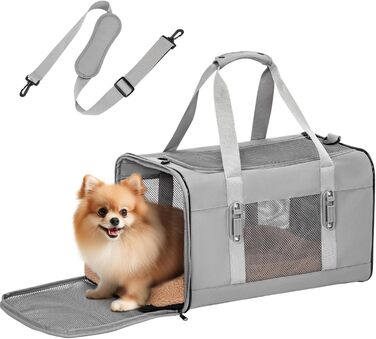 Транспортний бокс для котів та собак Petsfit - сірий, L+: 48,5x31x31 см, з м'яким килимком