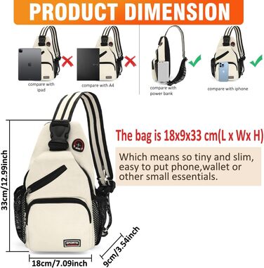 Сумка-слінг через плече, рюкзак для жінок та чоловіків з оксфордської тканини. Сумка через тіло, спортивна сумка, casual, для активного відпочинку, подорожей, покупок (Біла)