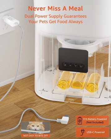 Автоматичний годівниця для котів Balimo 3L з таймером, нічником та мискою з нержавіючої сталі, для собак та котів, Fresh Lock