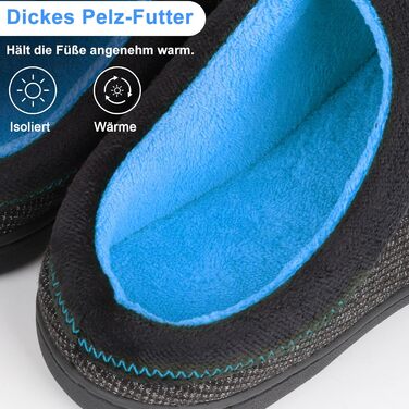 Чоловічі домашні тапочки BIAL з піною з пам'яті, антиковзкі, теплі, з плюшевою підкладкою, для дому та вулиці (42/43 EU, Глибокий небесно-блакитний)