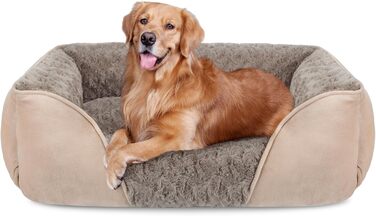 JOEJOY Dog Bed, Medium Dogs, Dog Basket Fluffy Washable, Non-Slip Anti-Anxiety Dog Beds, Dog Baskets for Medium and Large Dogs and Cats, 76x61x23cm (L 89 x W 63 x H 23 cm, Brown)