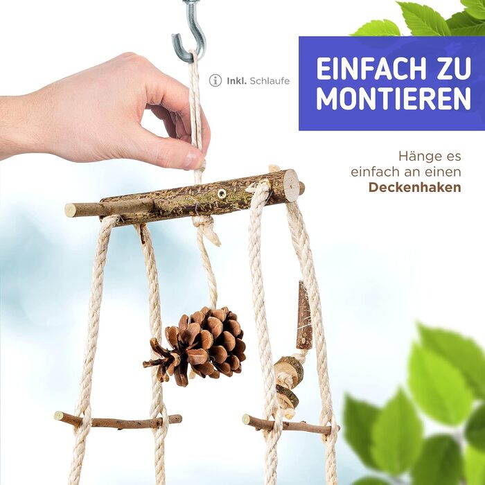 Vogelgaleria® Stunning hanging bird playground with many perches! Great bird toy for budgies, cockatiels & Co.