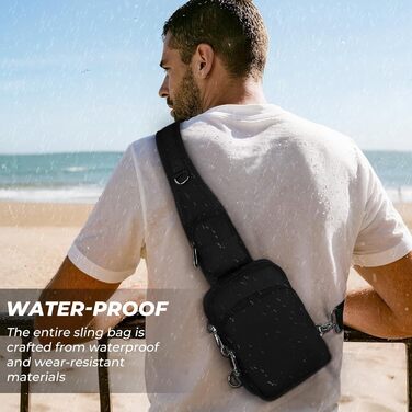 Чоловіча/Жіноча нагрудна сумка через плече Anti Diebstahl, чорна, водовідштовхуюча, з RFID-блокуванням