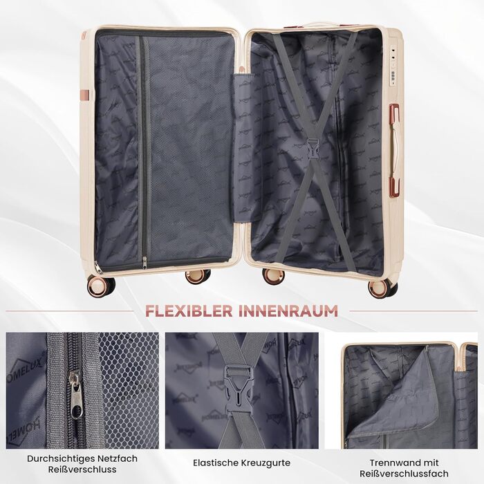 Набір валіз Homelux 3 шт. Бежевий, ABS, M-L-XL - Hartschale Reisekoffer