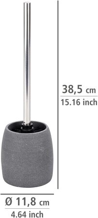 Набір для туалету WENKO Goa: тримач щітки з важкого полірезину та щітка з змінним насадком, сірий, 11,8 x 38,5 см