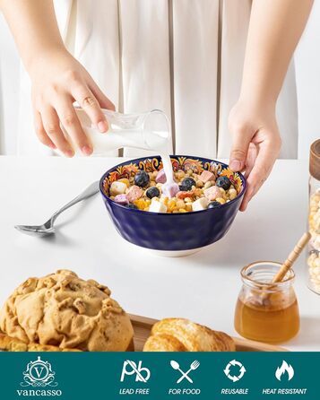 Набір супових тарілок Vancasso (6 шт) з порцеляни для супу, мюслі, рамену, десерту та пасти