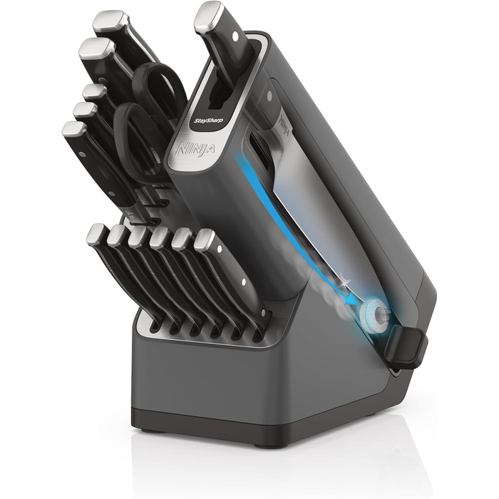 Набір ножів Ninja Foodi StaySharp Deluxe, 14 предметів, з інтегрованим точилом, чорний