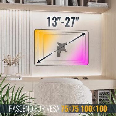 Кріплення для монітора RICOO S7511: настінна підставка для монітора 13-34 дюймів, поворотна, нахилена, VESA 75/100 мм, до 15 кг