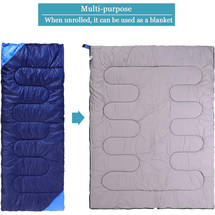 Сплячий мішок для дорослих та дітей – легкий, водонепроникний, зручний для весни, літа, осені – піші прогулянки, подорожі, кемпінг (королівський синій)