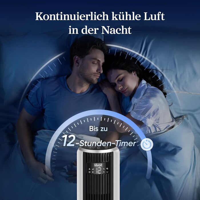 Турбовентилятор Levoit з мотором DC - тихий, 4 режими, таймер 12 годин, пульт керування, швидкість 7.9 м/с, 24W, білий, 92 см