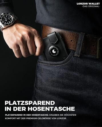 LORZOR® AirTag Wallet - Slim Wallet with Coin Pocket & RFID Protection - AirTag Wallet for Men Made of Genuine Leather - AirTag Wallet - Card Holder - Smart Wallet/Bifold Wallet for Men