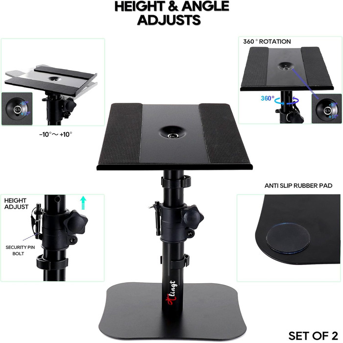 Підставка для акустики, 2 шт, 24.1 x 22.9 см, металева платформа, плоске дно, сумісна з будь-яким столом, ідеальна для студійних моніторів 12.7-17.8 см, книжкових полиць, динаміків 5'-7'