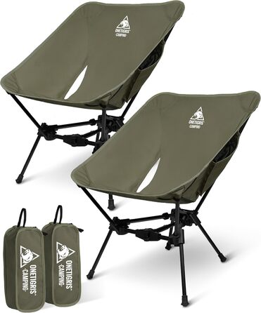 OneTigris TIGERBLADE: 2 шт. складаних туристичних стільців для кемпінгу, 150 кг, легкі, з кишенями, Ranger Green