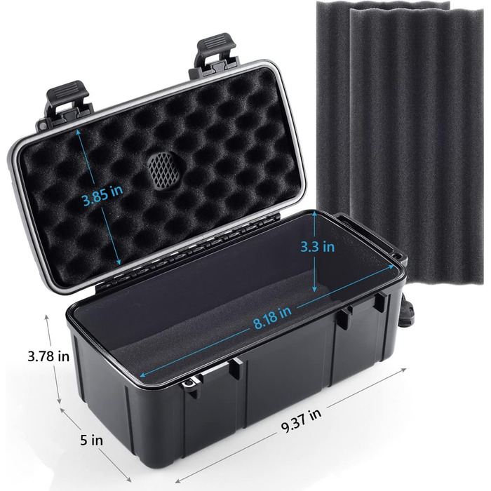 Зігеренний гумодор для подорожей - валіза з диском для зволоження, водонепроникний, повітряний, міцний та неспритний - місце для до 5 сигар, портативна сигарна коробка, подарунок для чоловіків (великий)