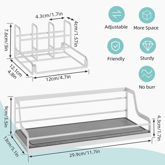 Тримач для зубних щіток у ванну кімнату: органайзер на 6 слотів, швидковисихаючий, для електричної зубної щітки, з абсорбуючою силіконовою гумкою, аксесуари для ванної кімнати з регулюванням (білий)