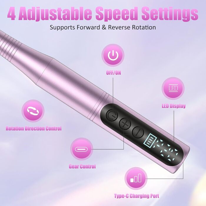 Електричний набір для манікюру та педикюру Nagelfräser 12 в 1: фрезер для гелевих нігтів, електрична нагрівальна машинка, набір для професійного догляду за нігтями