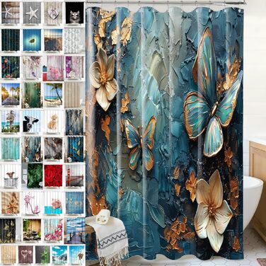 Штора для душу Sanilo Mariposa, водонепроникна, антигрибкова, з кільцями (12 шт.), висока якість