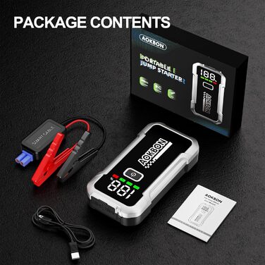 Портативний акумулятор Starthilfe для автомобіля: запуск 12V авто, мотоцикла, вантажівки, SUV з LED-ліхтариком та LCD екраном