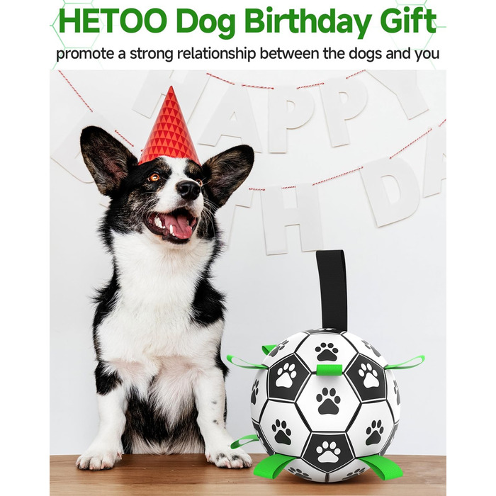 Interactive Dog Toy, Football with Gripping Flanges, Durable Dog Balls for Small and Medium Breeds, Water Toy, Suitable for Indoor and Outdoor Use
