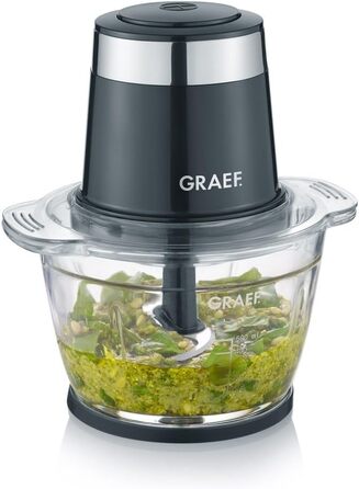 Multi-Zerkleinerer GRAEF CH502: Чорний подрібнювач з нержавіючої сталі, керування однією рукою, для фруктів та овочів