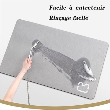Absorbent Bath Mat, Non-Slip Bathroom Rug, Microfiber Bath Mat, Non-Slip Shower Mat, Quick-Drying, Rug for Living Room, Kitchen and Toilet, Machine Washable (grey, 40*60) Grey 40 x 60 cm