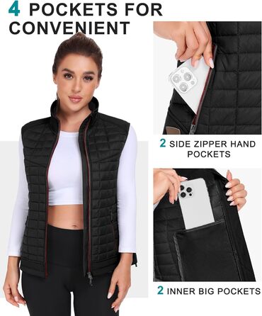 Жіноча тепла безрукавка Little Donkey Andy Puffer Weste для хайкінгу, подорожей та бігу. Чорний колір.