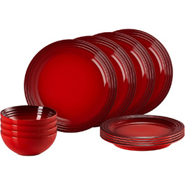 Набір посуду Le Creuset 12 предметів з каменю, вишнево-червоний, 79351000607081