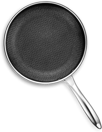 HexClad Hybrid Nonstick Skillet, 25cm with Tempered Glass Lid - Oven & Dishwasher Safe, Induction Compatible