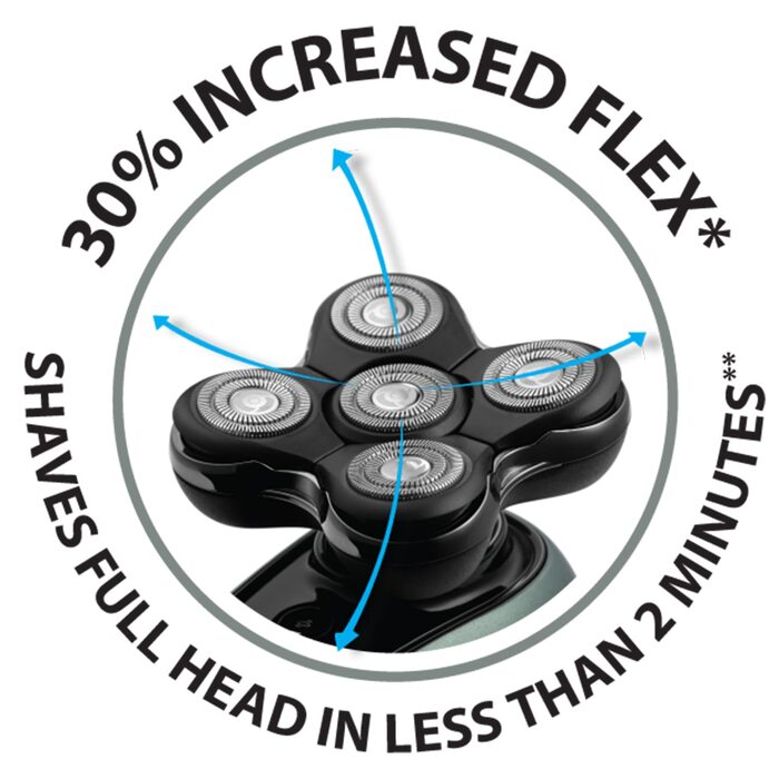 Remington RX7 Електрична бритва для гоління голови (волога/суха, USB, 5 насадок, 0.2 мм, Turbo, водонепроникна)