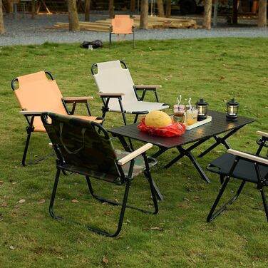 Кемпінговий стілець складний, камуфляжний, 225 кг, Oxford, для риболовлі, пікніка, подорожей - зелений/помаранчевий