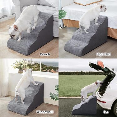 Trhillsbrad Breiter Hundetreppe 5 Stufen for Small Dogs, High-Density Foam Pet Stairs, Washable Cover and Non-Slip Bottom (Wide Dog Stairs 5 Steps Black)