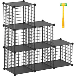 TUMUCUTE Storage Cube Shelf with 9 Cubes, Plastic, Closet, Modular, Bookshelf, Storage Shelves for Bedroom, Living Room, Office, (Black Plastic-Iron, 6 Cubes)