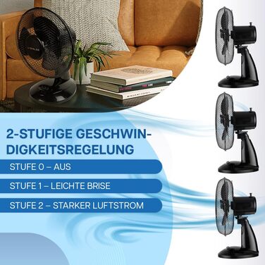 Настільний вентилятор тихий 20W, діаметр 28 см, з осциляцією, 2 швидкості, регульована висота, для спальні/офісу, підлоговий, альтернатива кондиціонеру