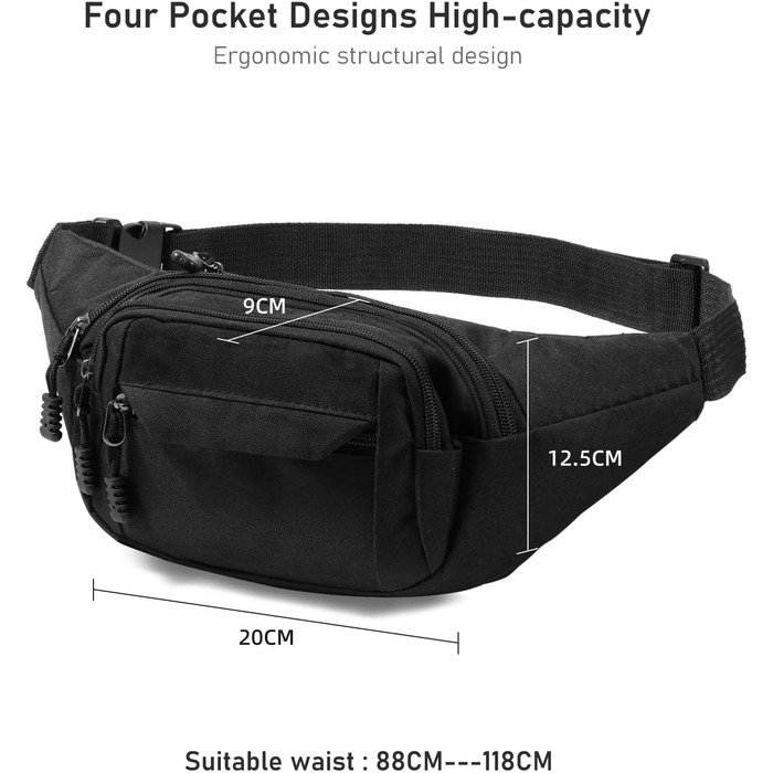 Чоловіча та жіноча поясна сумка Vinabo, чорна, універсальний розмір EU