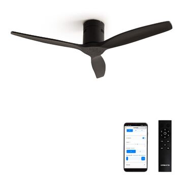 Вентилятор стельовий Windcalm M/ ABS чорний з Wi-Fi та пультом, 40W, Ø132cm, таймер, DC-двигун, літньо-зимовий режим, без освітлення