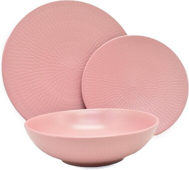 Сервіз столовий ECHTWERK 'Blanka' вінтажний, 12 предметів, для 4 осіб, рожевий. Кераміка, стильний дизайн