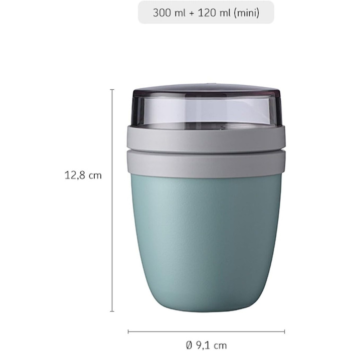 Mepal | Lunchpot Ellipse Mixed Mini | Vivid Lilac + Nordic Black | To-go muesli cup | Partition for yogurt & muesli | 300 ml + 120 ml | Suitable for freezer, microwave & dishwasher