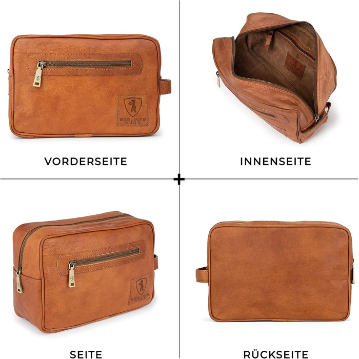 Шкіряна косметичка для подорожей Berliner Bags Vintage Paul, унісекс, коричнева (1 відділення)
