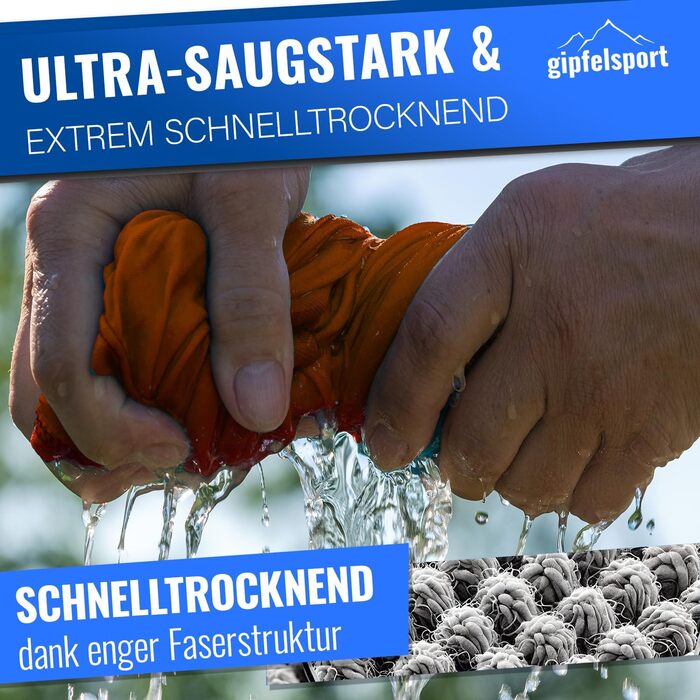 Набір мікрофібрових рушників Gipfelsport - для сауни, фітнесу, спорту та пляжу. Розміри: S (80x40 см), XS (50x30 см). Без сумки.