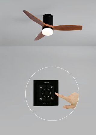 Стельовий вентилятор CREATE WINDCALM з LED-освітленням та пультом ДК, 40 Вт, Ø112 см, 6 швидкостей, 3 режими світла, режим літо/зима, чорний з темним деревом