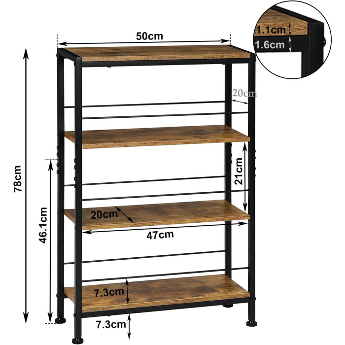 WOLTU 4-Tier Corner Shelf - White Oak & White Finish