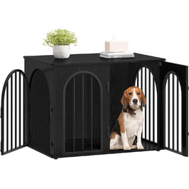 Клітка для собак Hzuaneri, 80 см, 3 двері, сучасний дизайн, чорний колір, для дому, міцна, 80 x 56 x 61 см, DFC85101B