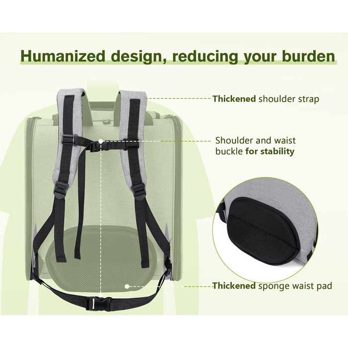 Pecute Рюкзак для собак та 2 котів, переноска для тварин, сумка-рюкзак, переноска з вентиляцією, складаний рюкзак для собак та котів (Сірий 03)