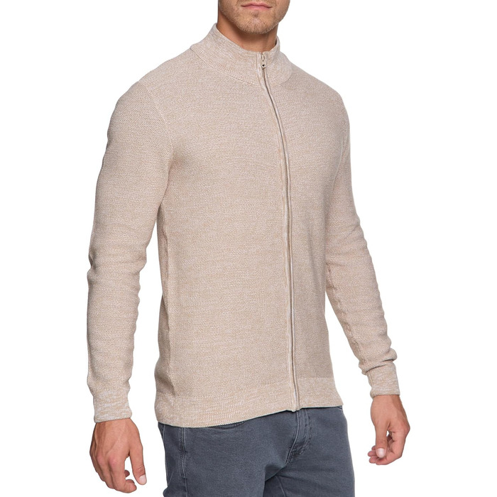 Чоловічий кардиган Indicode INWestmoon з коміром-стійкою | Тонкий в'язаний кардиган з бавовняної суміші (3XL, Кукурудзяний колос)