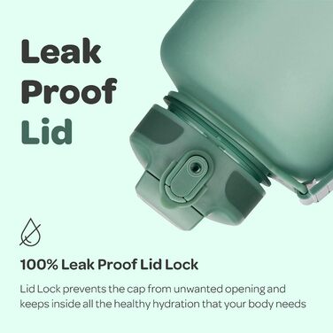 Пляшка для води Hydracy з соломинкою та мітками часу 2л - Спортивна пляшка без BPA, герметична, не конденсується - Moonlight Green