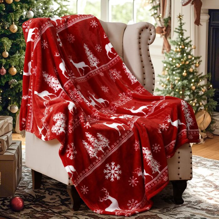 Фланелева ковдра PHF Kuscheldecke 150x200 см - м'яка, тепла, екологічна ковдра для дому, дивана, ліжка, софи. Ковдра-плед з малюнком (олені/дерева)