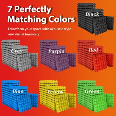 Акустичні пірамідні панелі для звукоізоляції стін та стелі, вогнетривкий шумопоглинаючий поролон 30x30x5 см, сірий, 6 шт