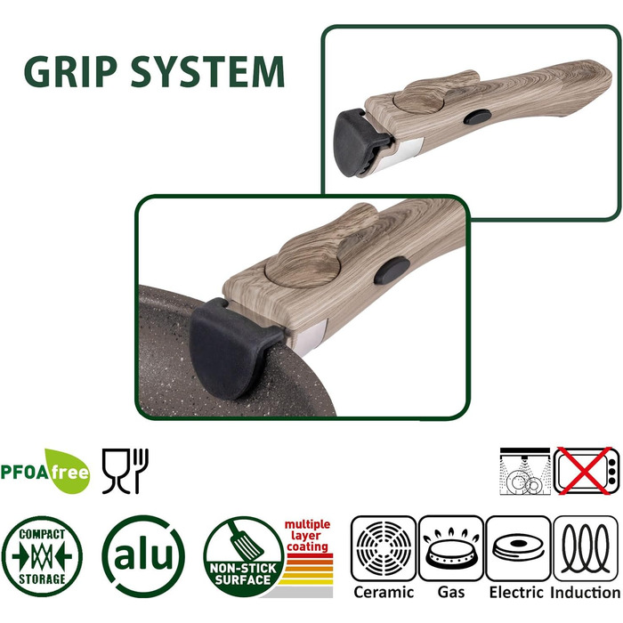 Набір посуду для кемпінгу Brunner HOHES: каструлі та сковорідки з алюмінію (діаметр 18, 20, 22 см), TORRALTA Vakublock, для 2-4 осіб, з антипригарним покриттям, легкий, високоякісний, стакесний.