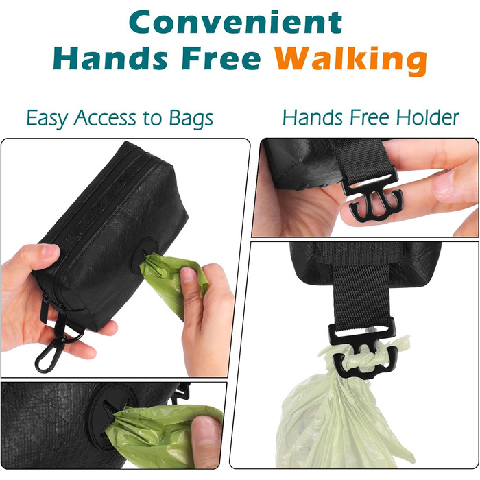 Диспенсер для собачих відходів PetBonus, водонепроникний, з місткістю для ласощів та 15 пакетиків (Чорний)