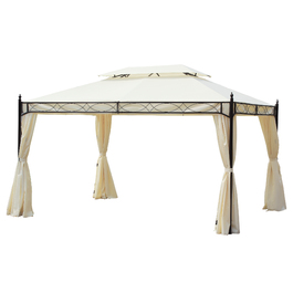 Outsunny Luxury Gazebo Garden Gazebo 3x4 m Cream, Party Tent Event Tent Garden Tent Pagoda for Garden & Terrace